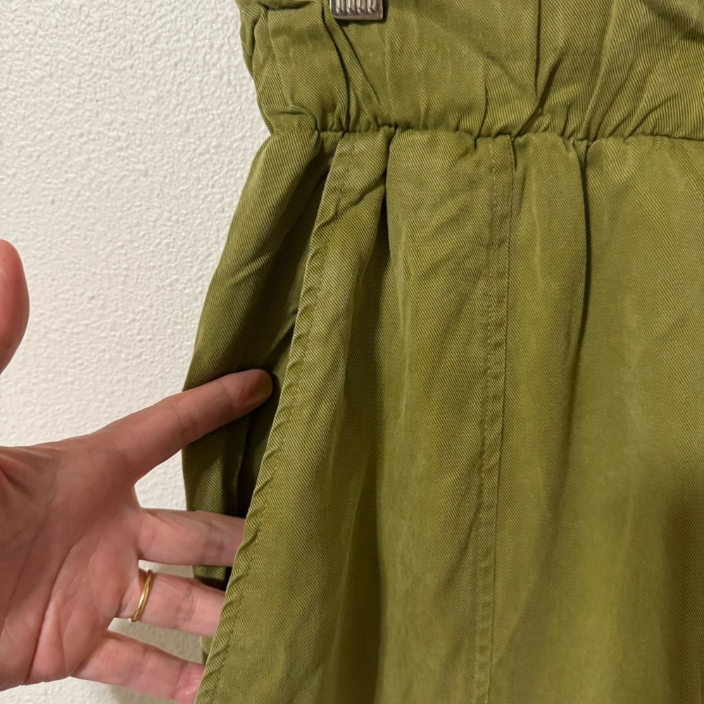 Back Beat Co Tencel Twill Lounge Wide Leg Cargo Pants Avocado Green Baggy-XS - Picture 7 of 10